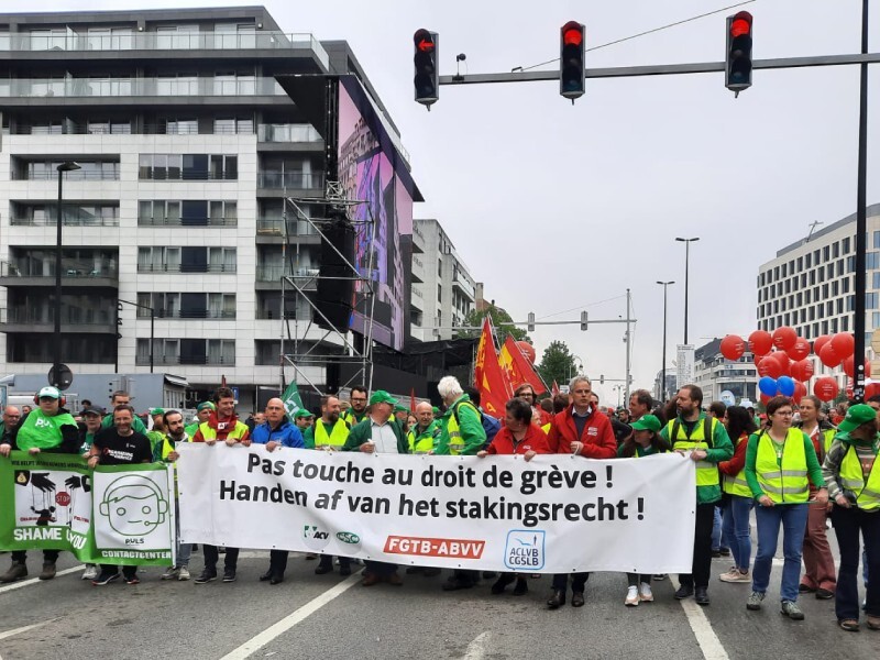 Betoging tegen afbraak van het stakingsrecht in Brussel