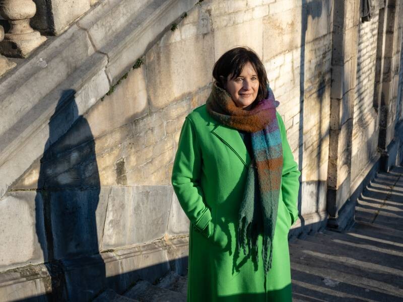 Ann Vermorgen voorzitter ACV in groene winterjas