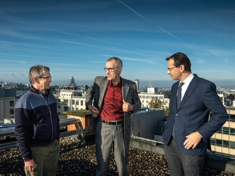 Mark Selleslach, Frank Vandenbroucke en Wouter Beke in gesprek