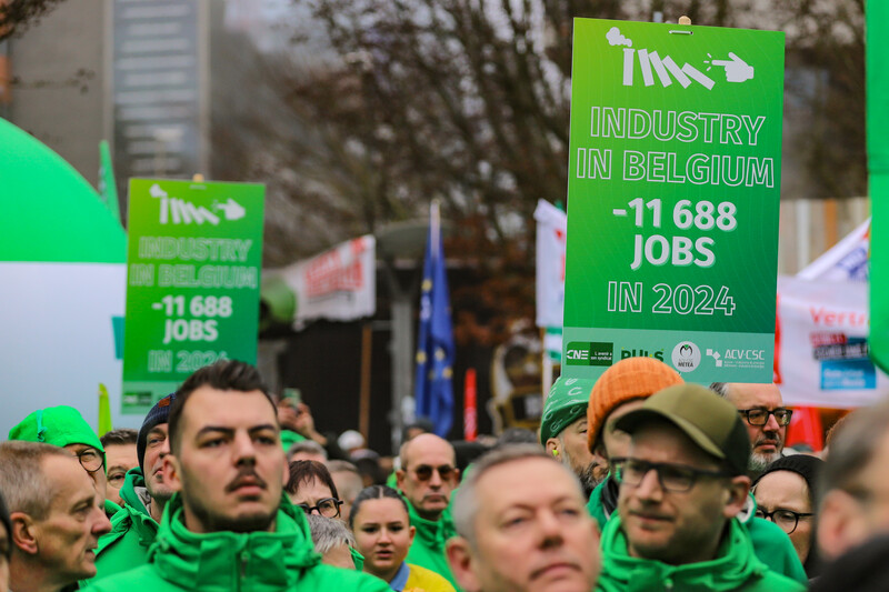 Betoging industriebeleid ACV militanten actievoerders