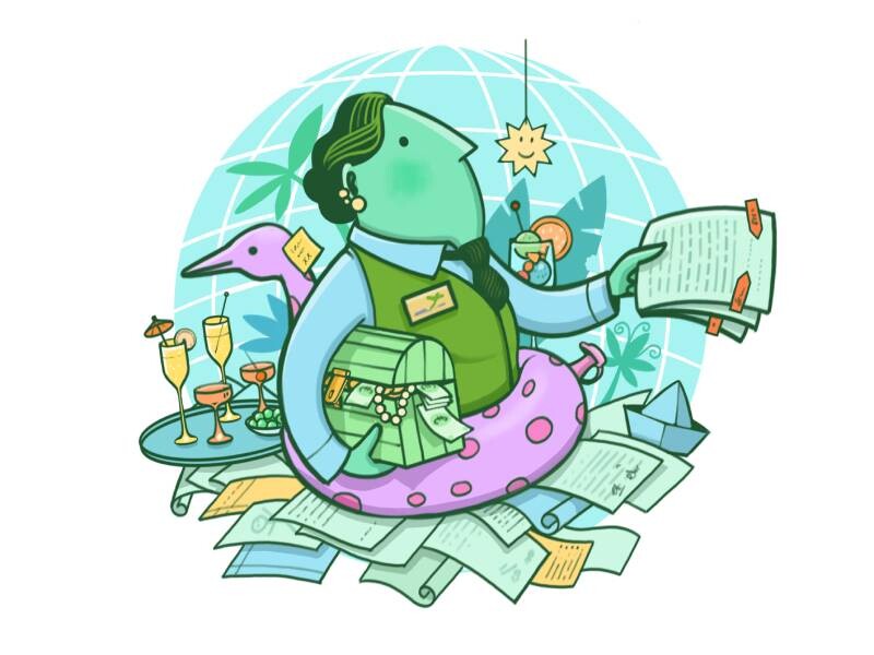 Illustratie van vakantieparkmedewerker